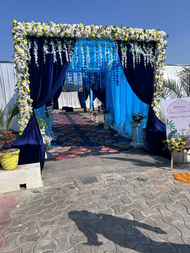 Colorful haldi function decoration